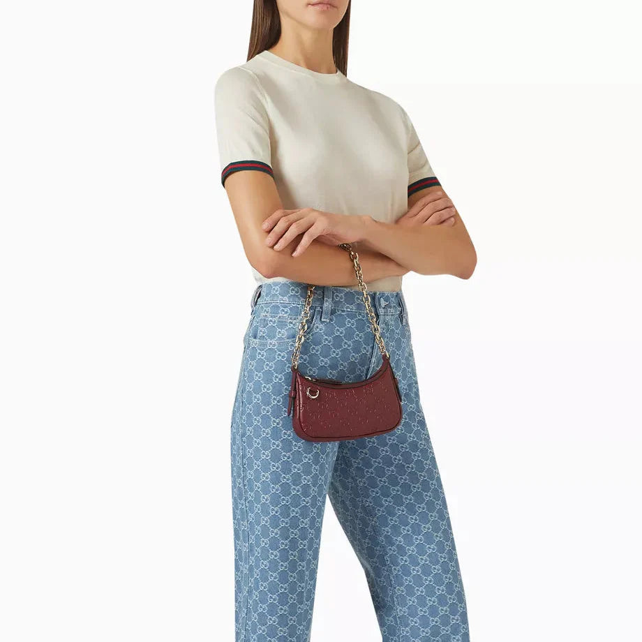 Gucci GG Emblem Mini Leather Shoulder Bag – Rose Ancora