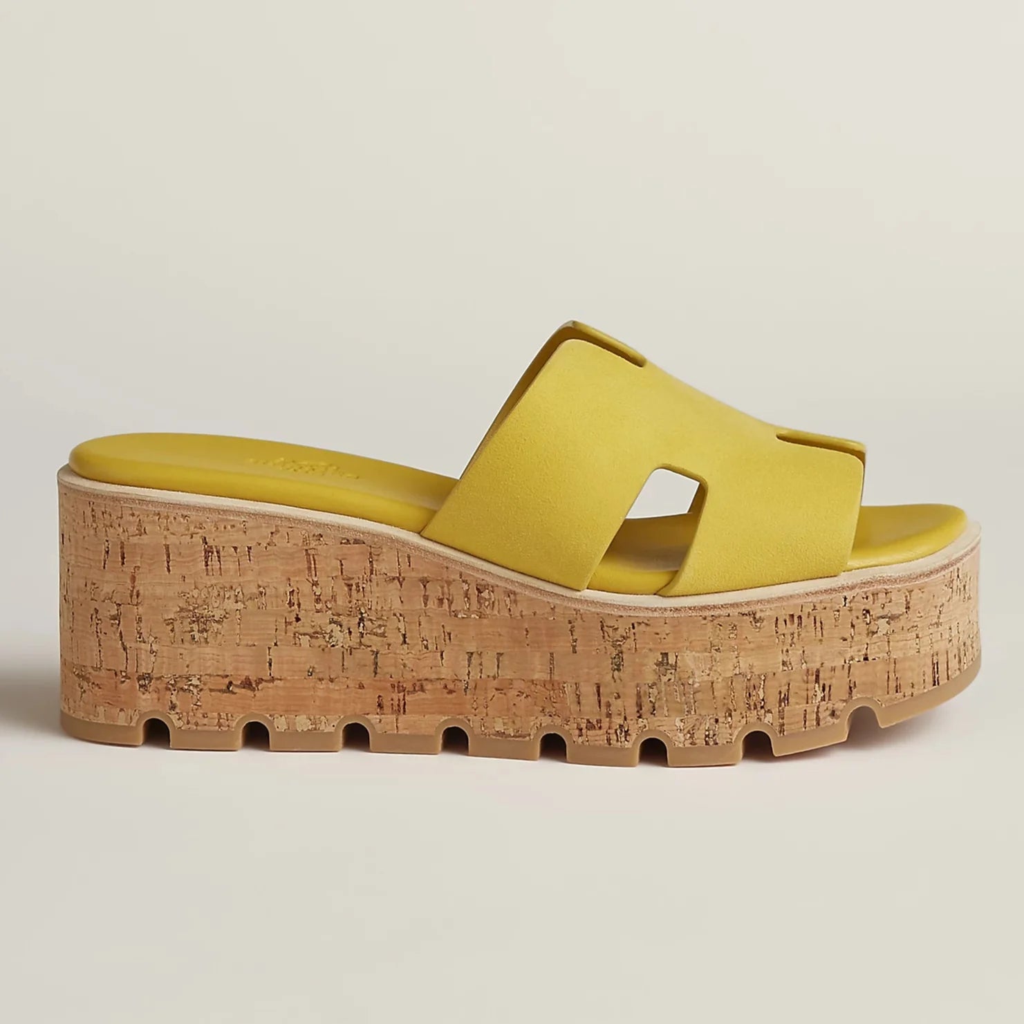 Hermes Eze 30 Suede Sandals - Jaune Impérial