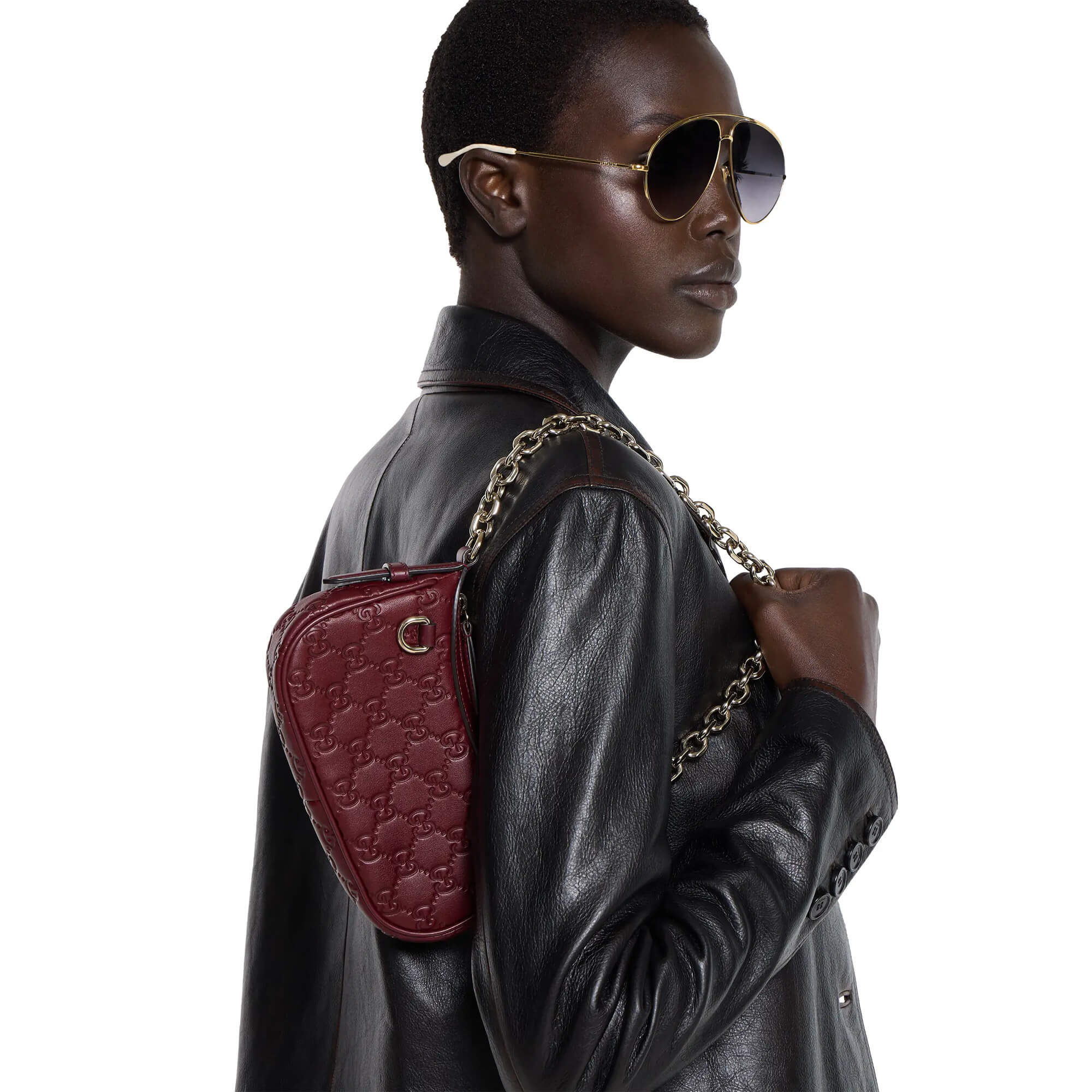 Gucci GG Emblem Mini Leather Shoulder Bag – Rose Ancora