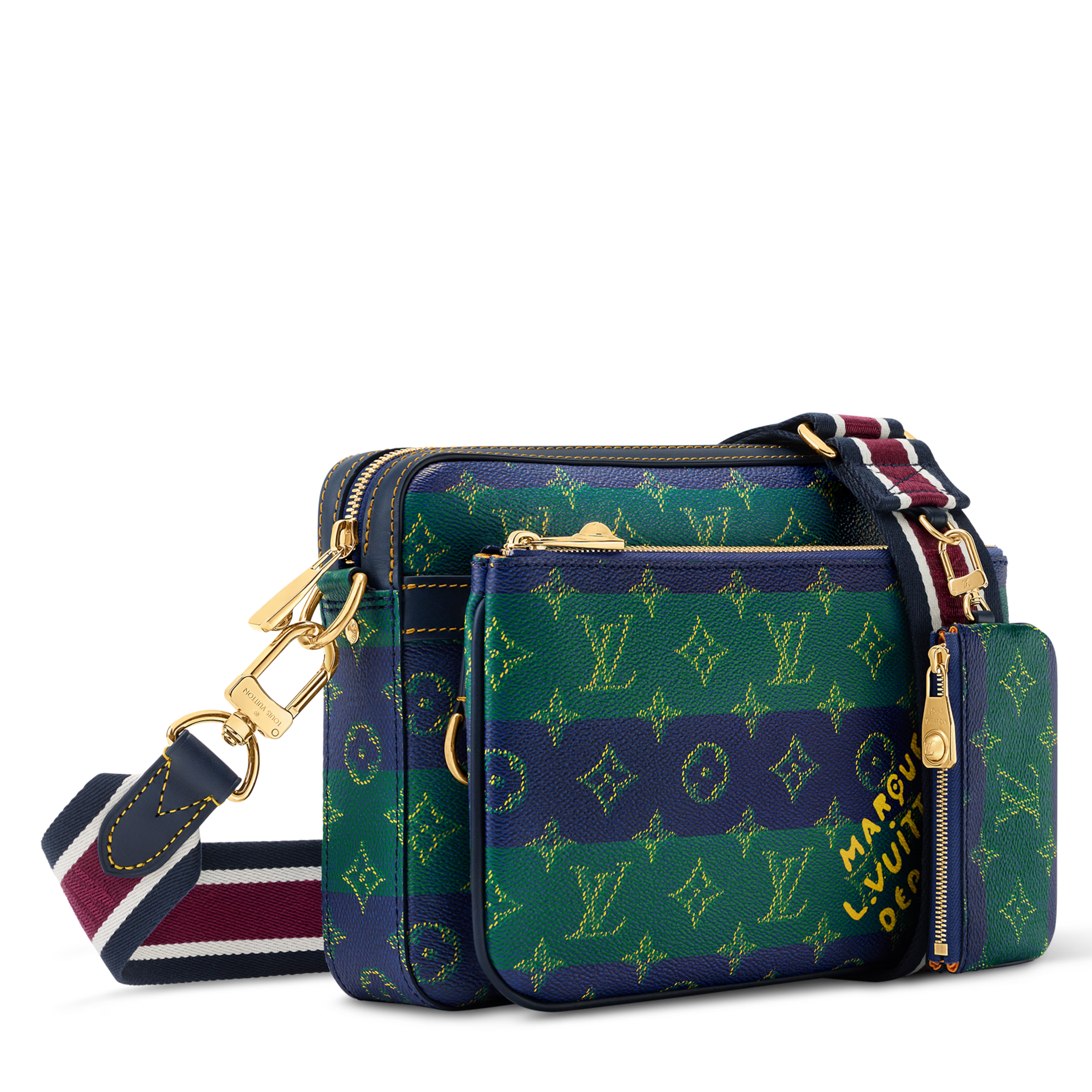 Louis Vuitton Monogram Heritage Canvas Trio Messenger Bag – Blue Stripes