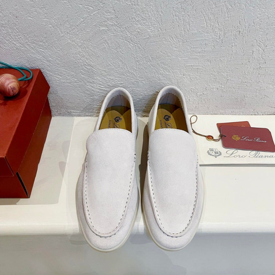 Loro Piana Summer Walk Suede Loafers - Beige