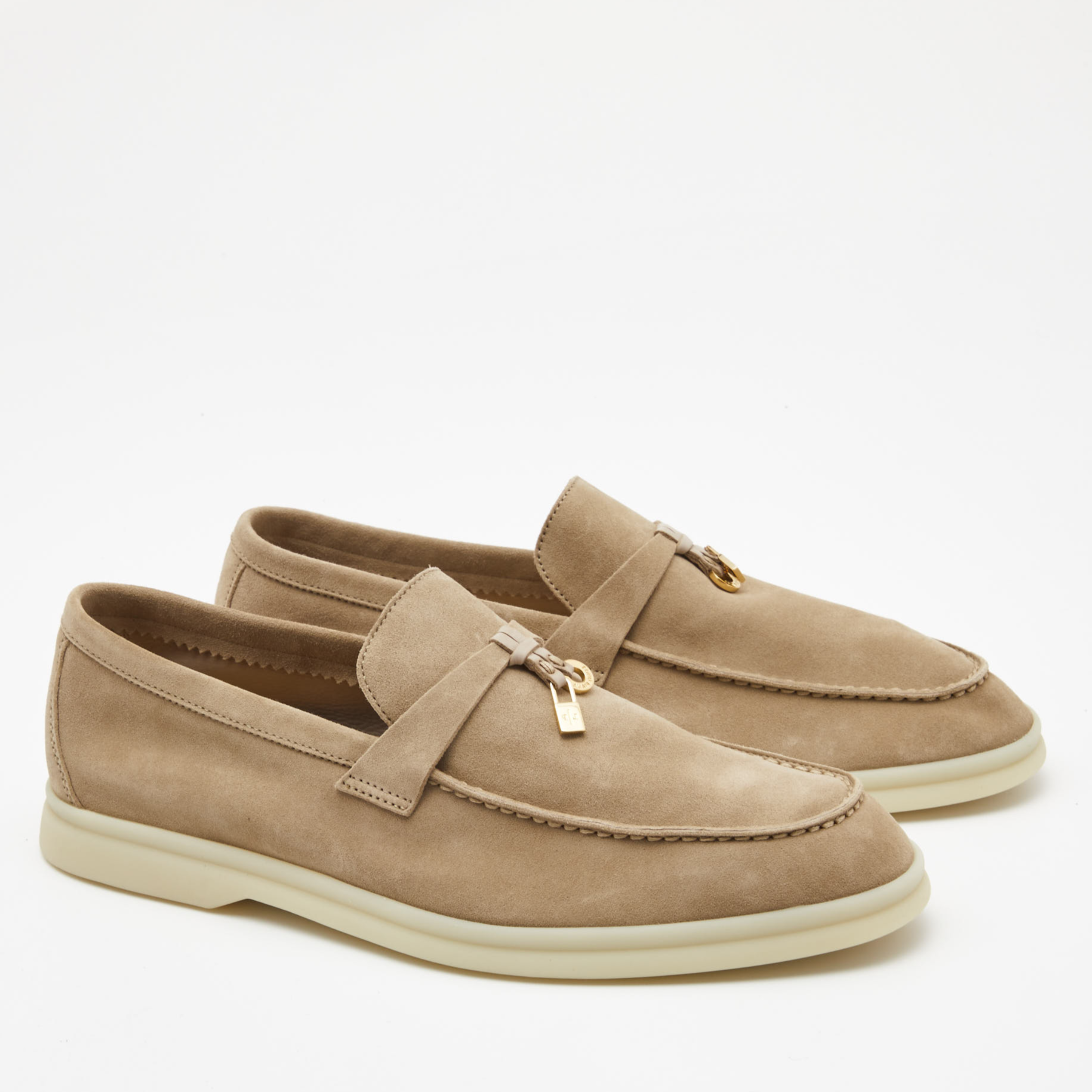 Loro Piana Summer Charms Walk Deerskin Loafers -  Beige (119)