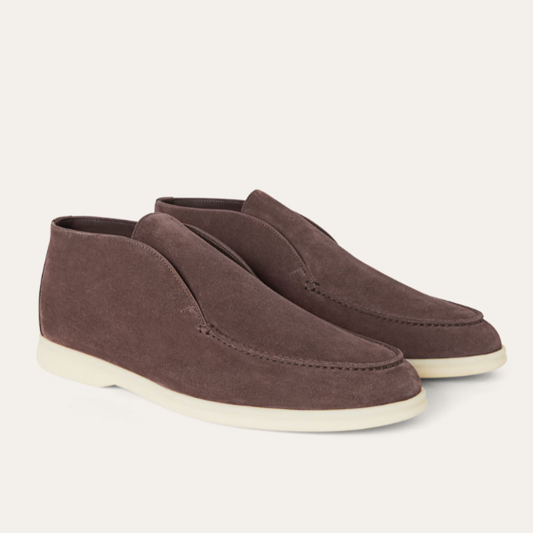 Loro Piana Open Walk Suede Ankle Boots - Warm Gray (MD84)