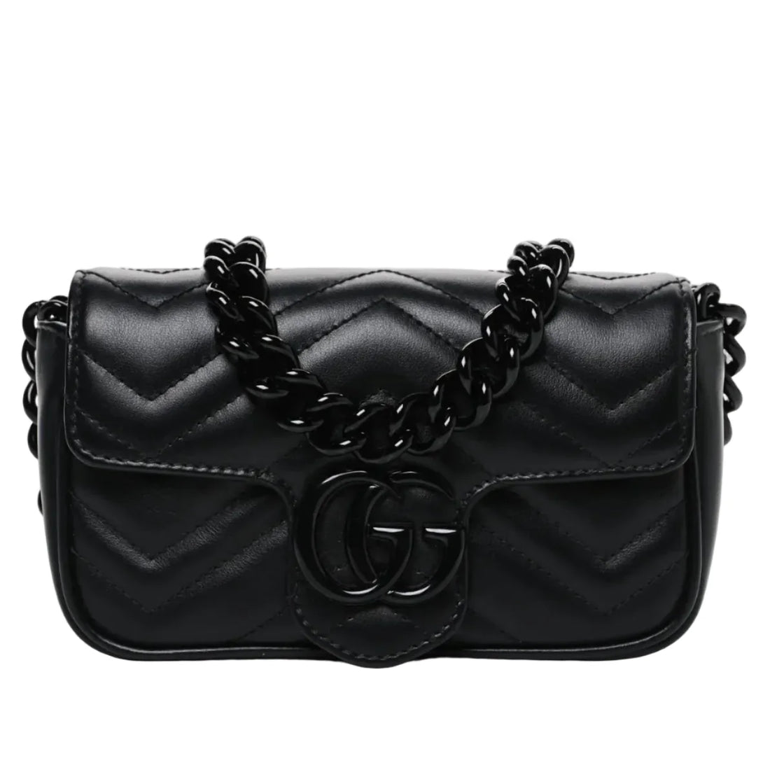 Gucci GG Marmont Leather Chain Belt Bag – Black