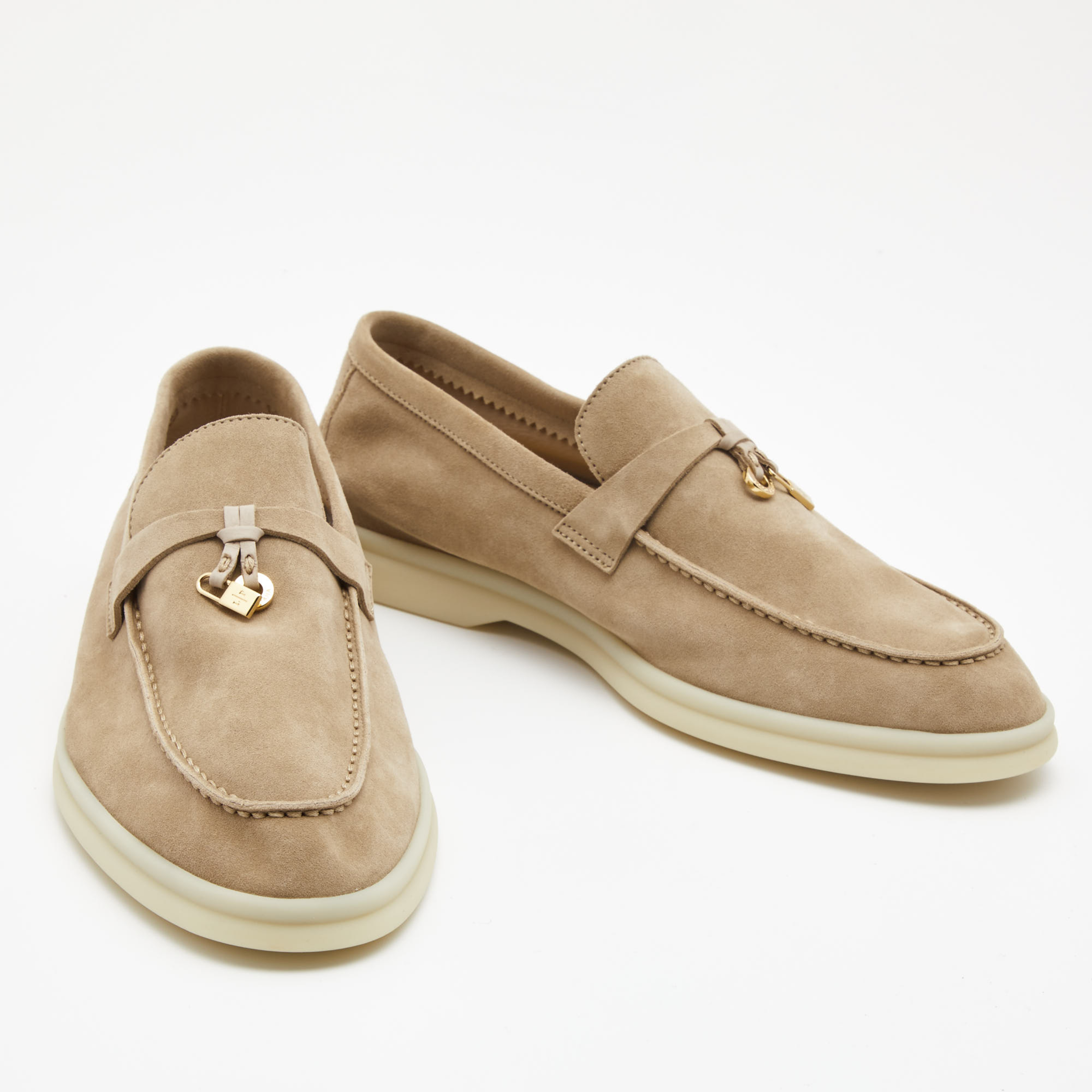 Loro Piana Summer Charms Walk Deerskin Loafers -  Beige (119)
