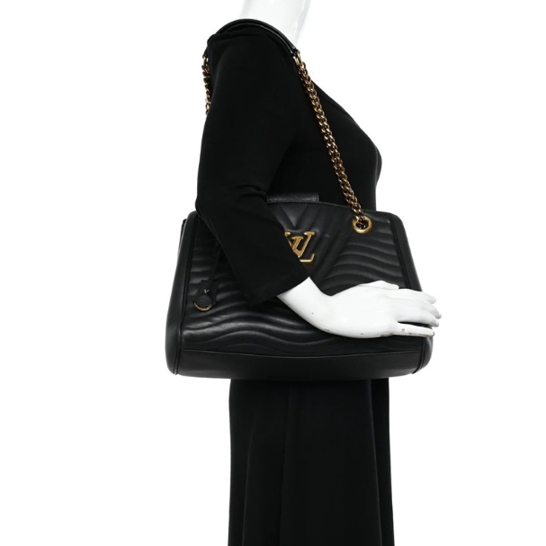 Louis Vuitton Calfskin New Wave Chain Tote Bag - Black