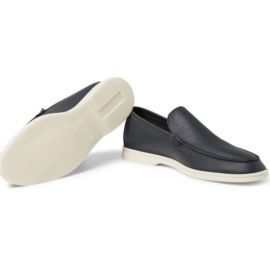 Loro Piana Summer Walk Elk Leather Loafers - Navy Blue (W000)