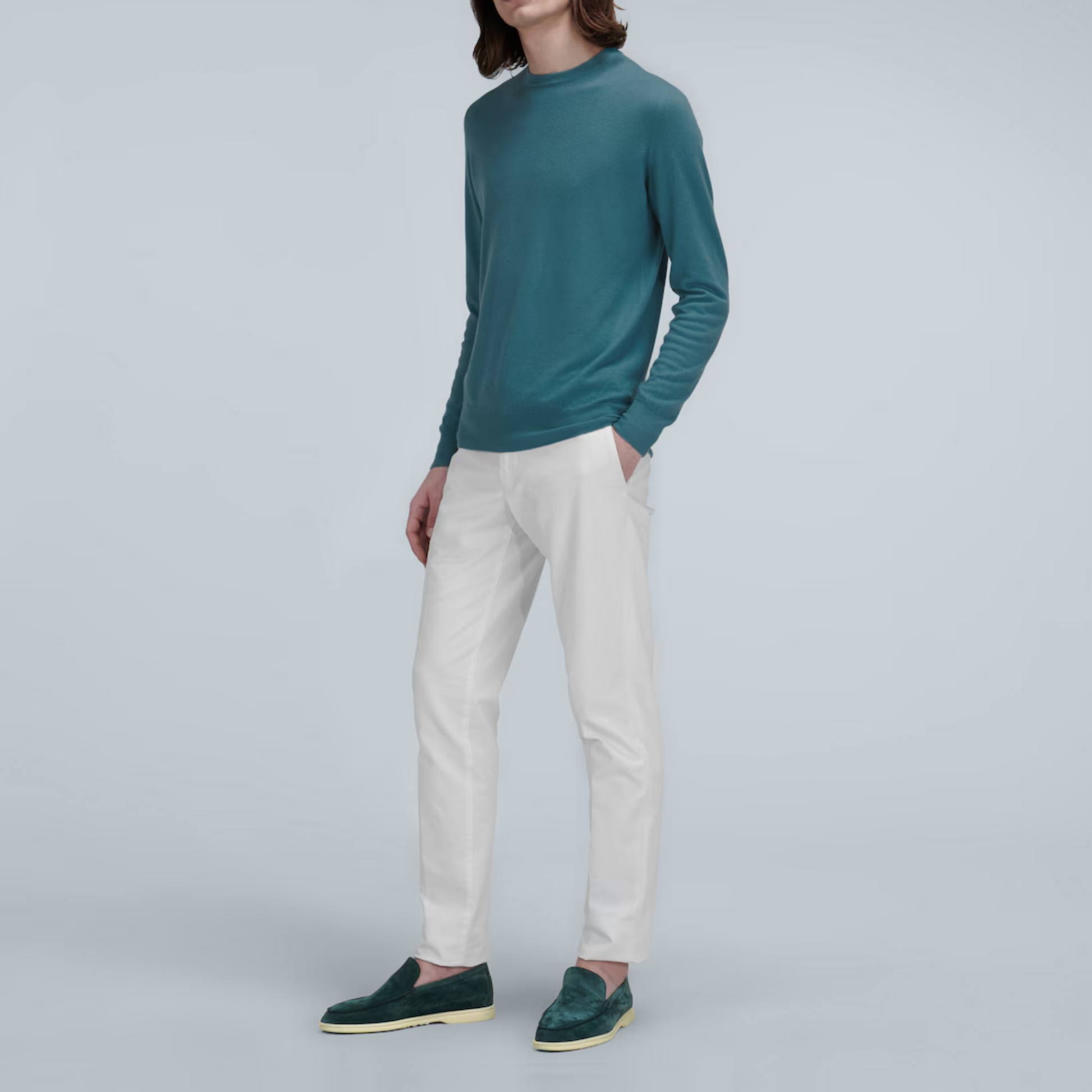 Loro Piana Summer Walk Suede Loafers - Dark Green