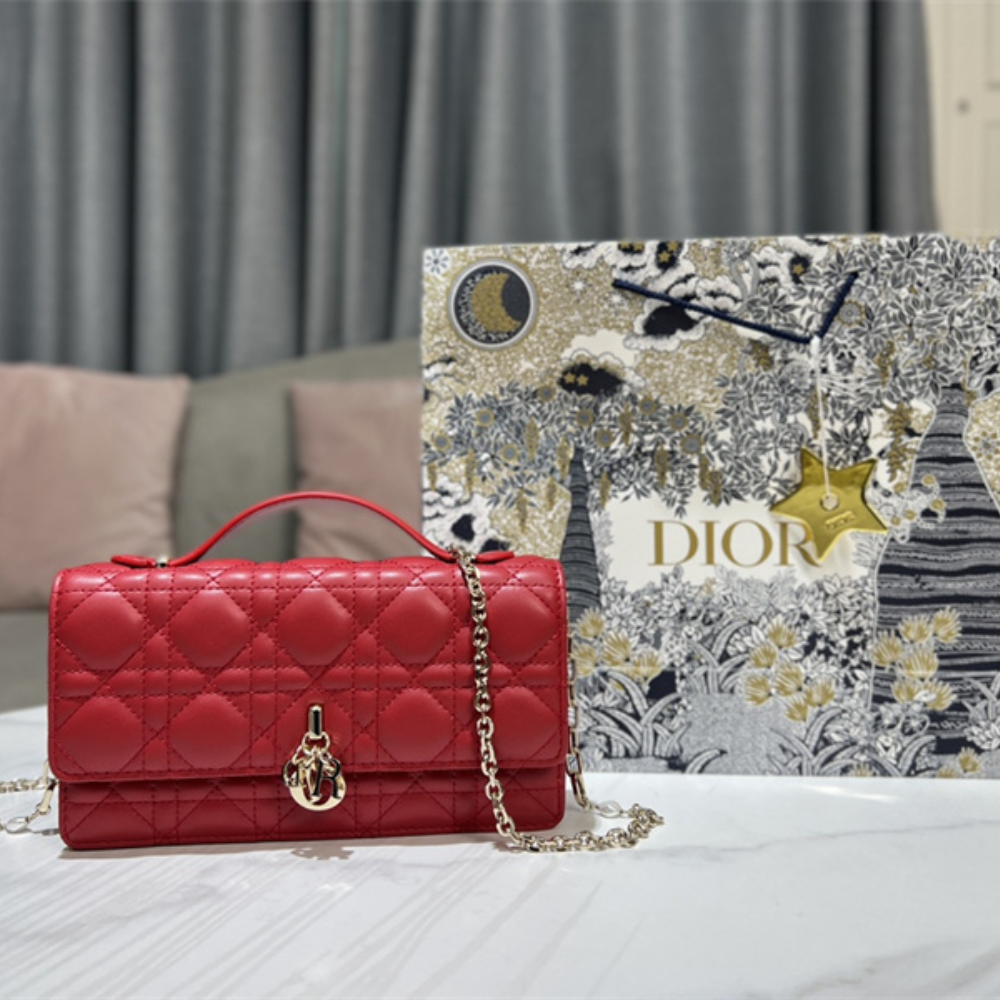 Dior My Dior Mini Bag Cannage Lambskin – Red