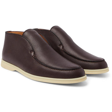 Loro Piana Open Walk Full-Grain Leather Boots – Dark Brown (146)