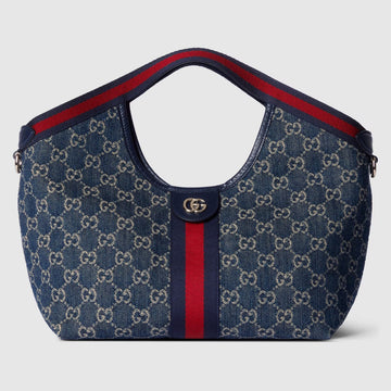 Gucci GG Denim Giglio Small Tote Bag – Blue