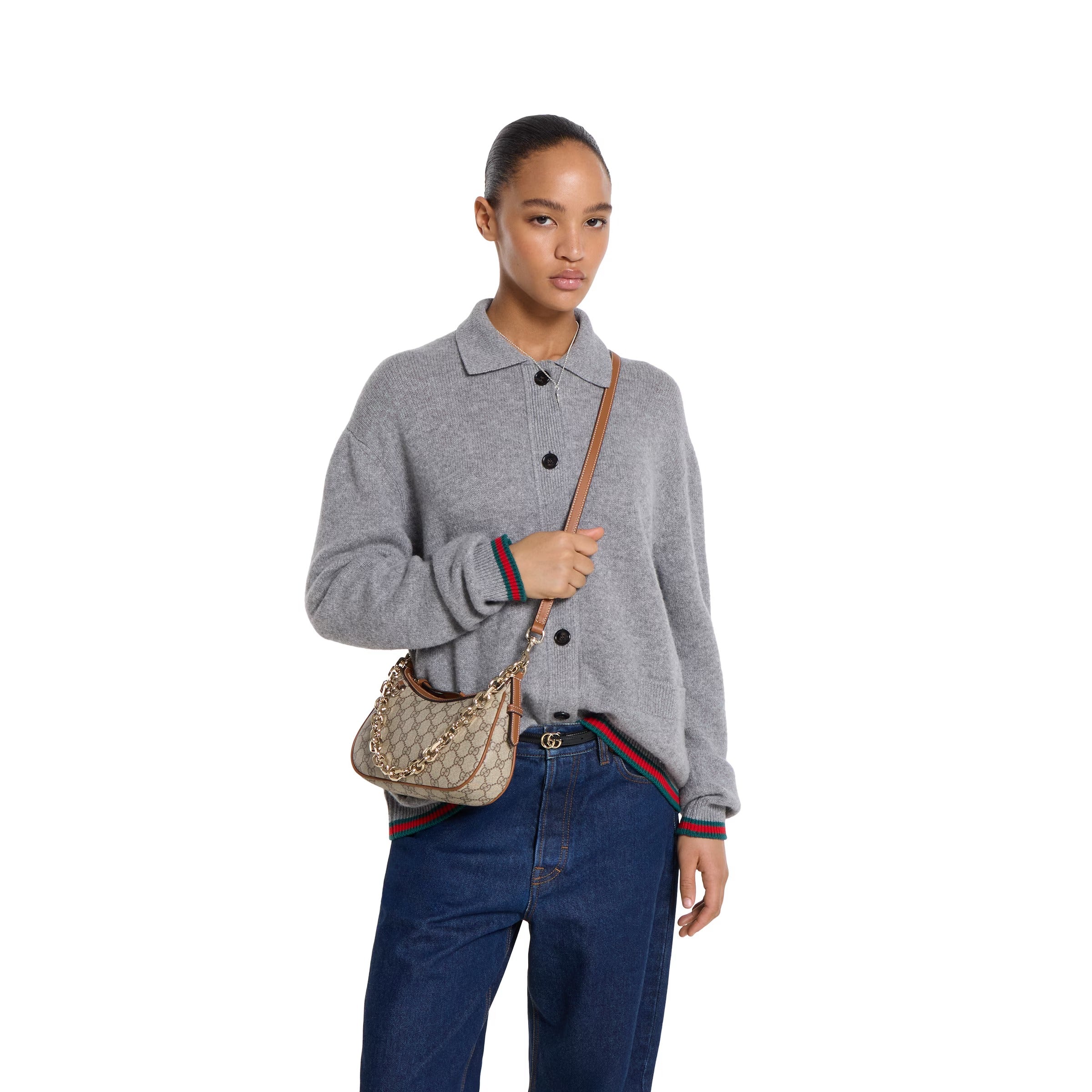 Gucci GG Emblem Shoulder Bag – Beige/Brown