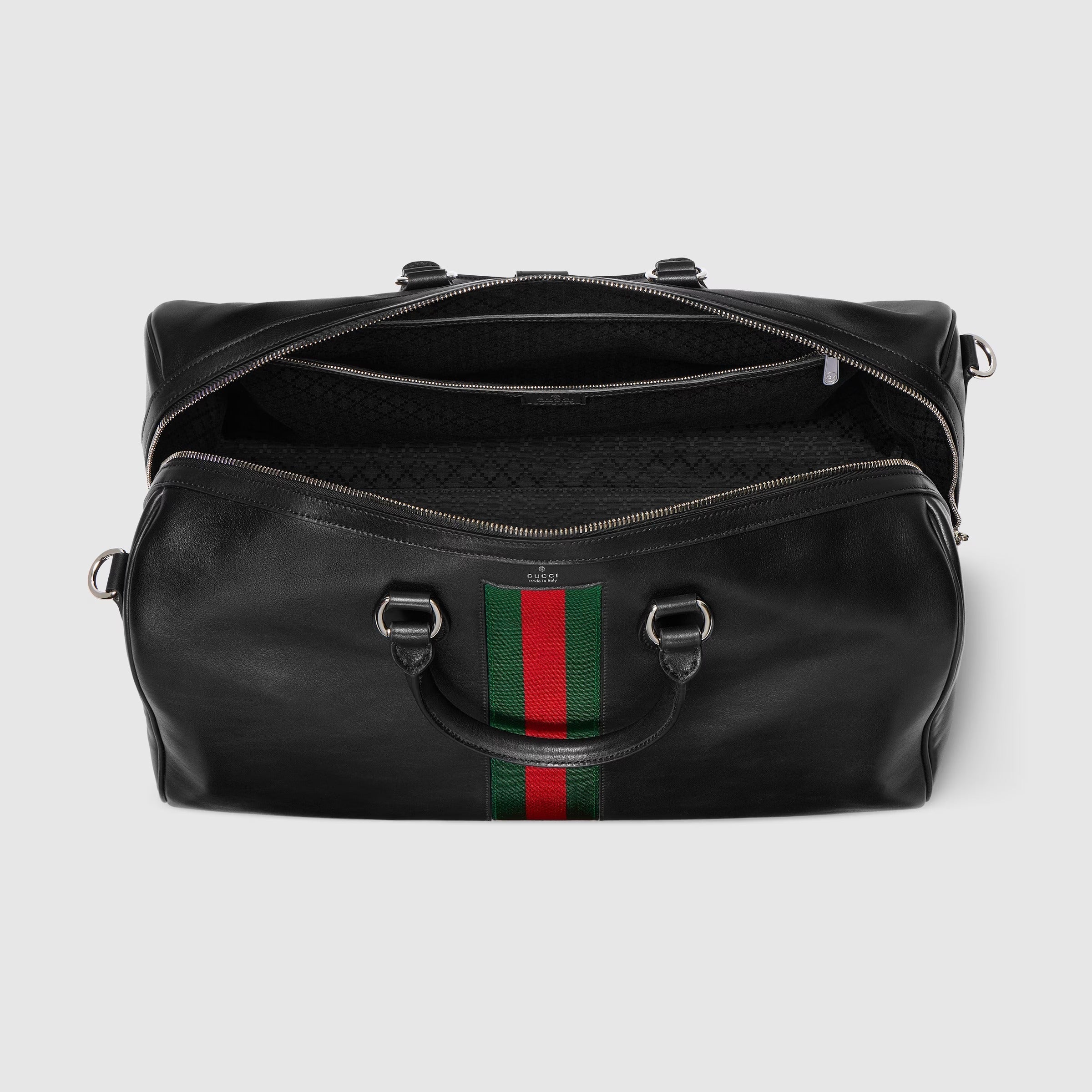 Gucci Web Trademark Medium Duffle Travel Bag – Black
