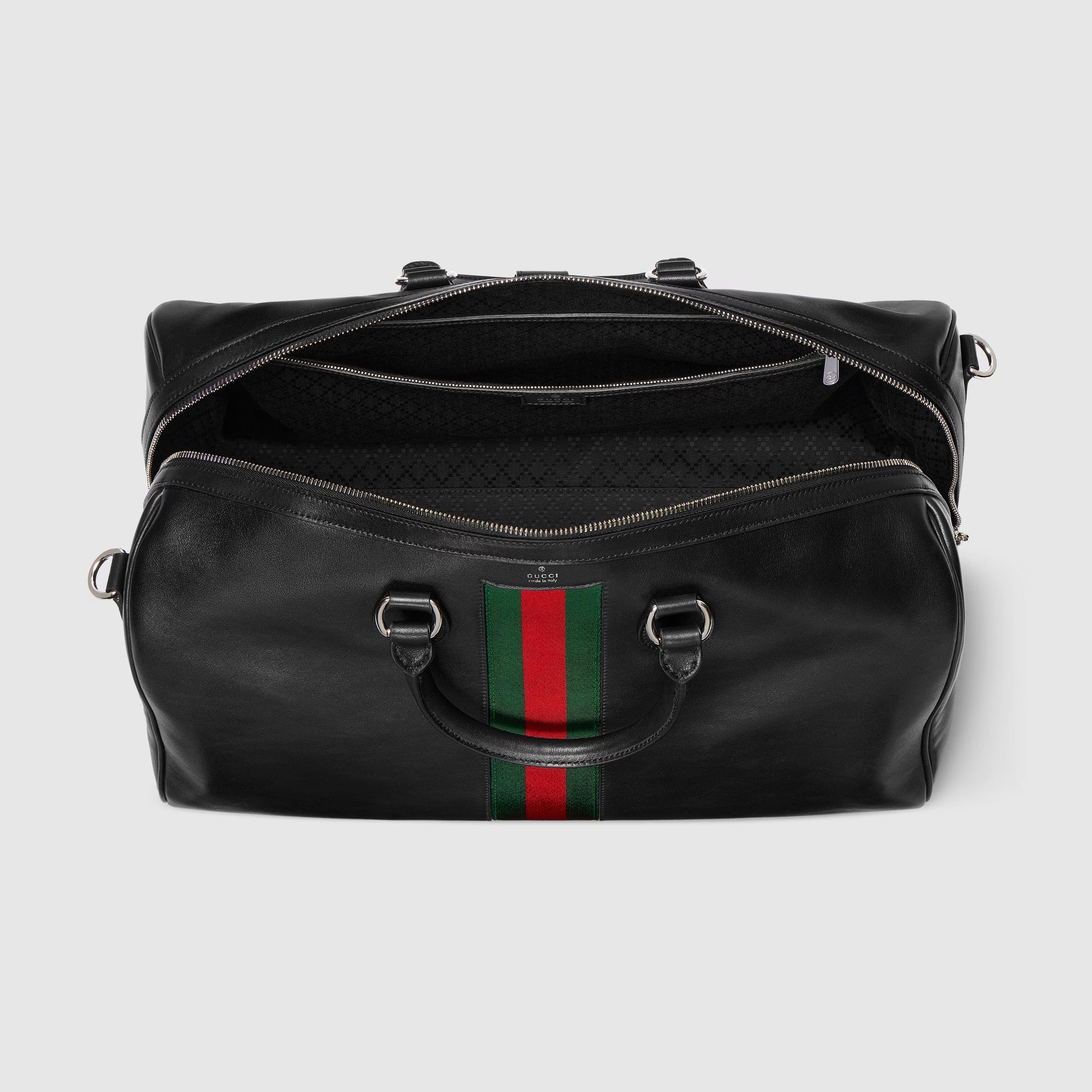 Gucci Web Trademark Medium Duffle Travel Bag – Black