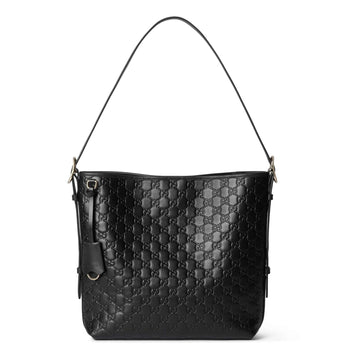 Gucci GG Emblem Medium Leather Tote Bag – Black