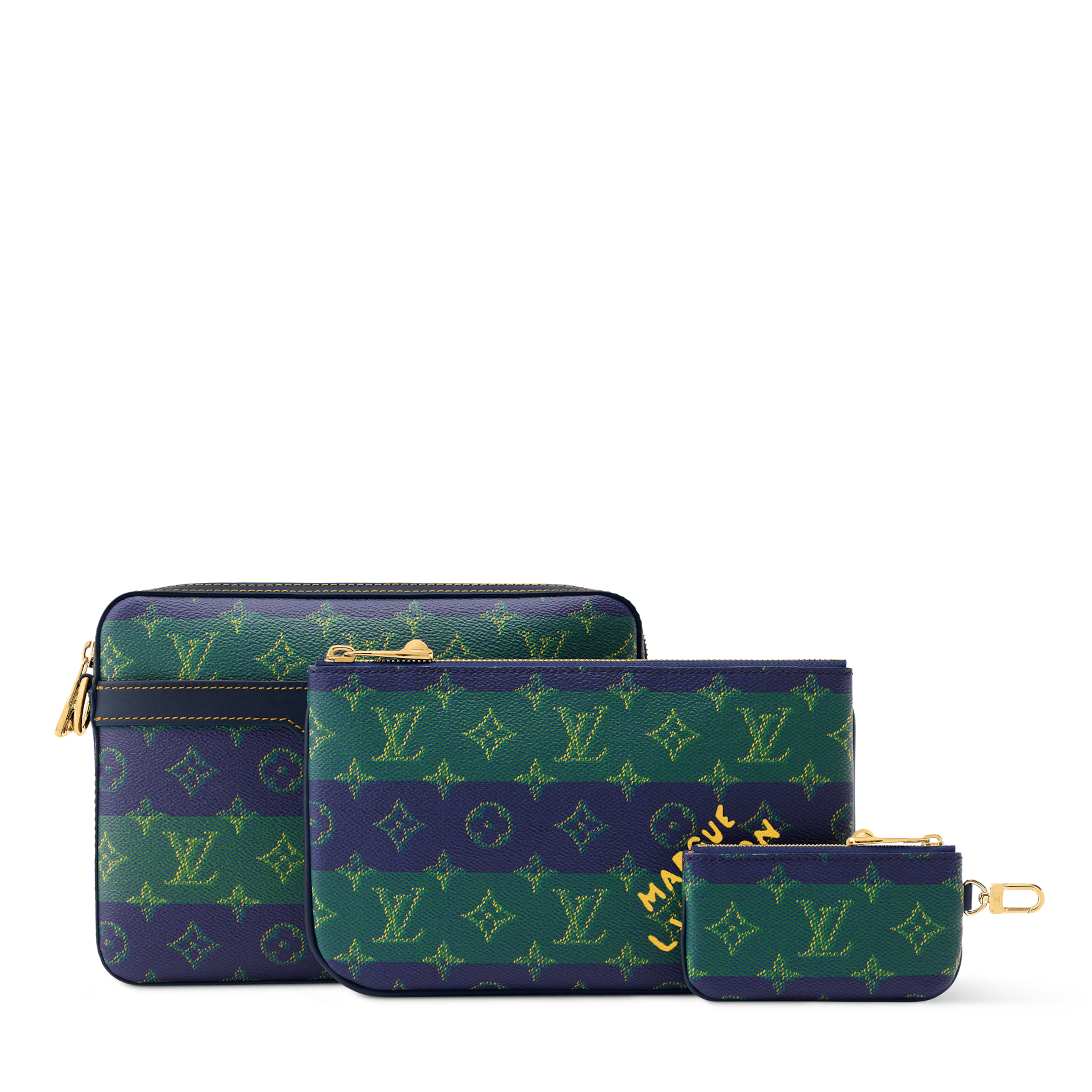 Louis Vuitton Monogram Heritage Canvas Trio Messenger Bag – Blue Stripes