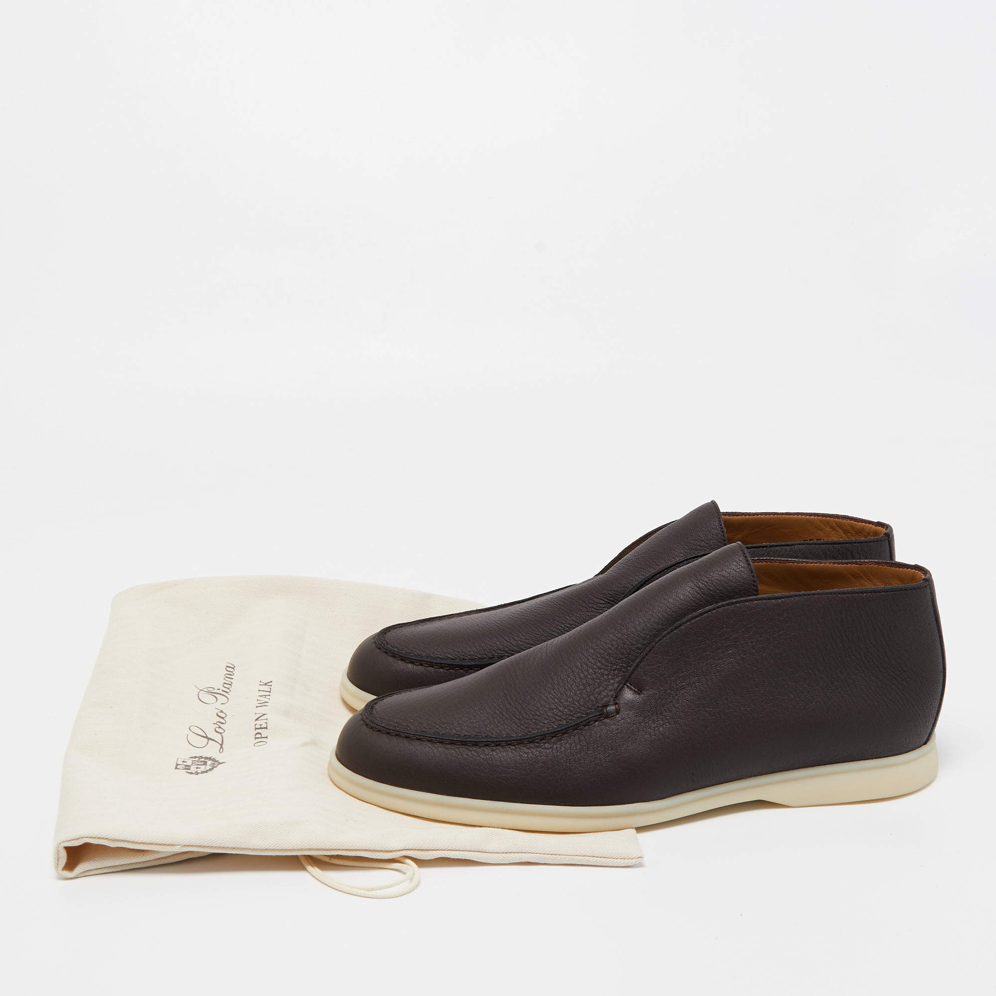 Loro Piana Open Walk Full-Grain Leather Boots –  Dark Brown (146)